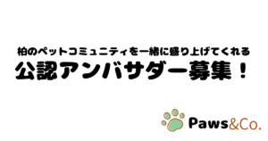【募集終了】柏のペットコミュニティを盛り上げるPaws&Co.公認アンバサダー募集を募集します