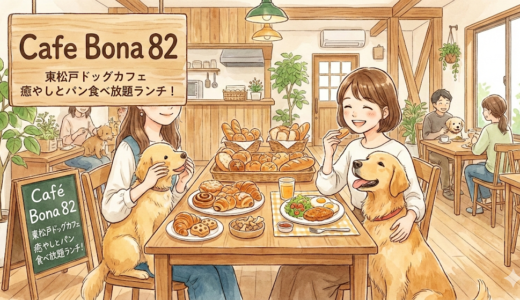 【松戸市】東松戸の癒やしスポット！ドッグカフェ「ボナ８２」で看板犬とパン食べ放題ランチを満喫♪