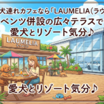 【浦安市】新浦安で犬連れカフェなら「LAUMELIA(ラウメリア)」!ベンツ併設の広々テラスで愛犬とリゾート気分